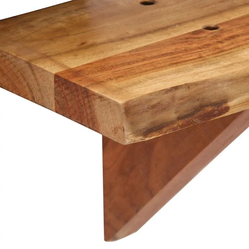 Wall Shelves Solid Acacia Wood 60x20x18 cm Brown Rustic Display Storage 2 Piece