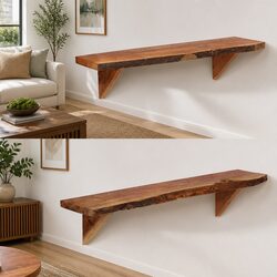 Sturdy Acacia Wood Wall Shelves 2 pcs 90x20x18 cm