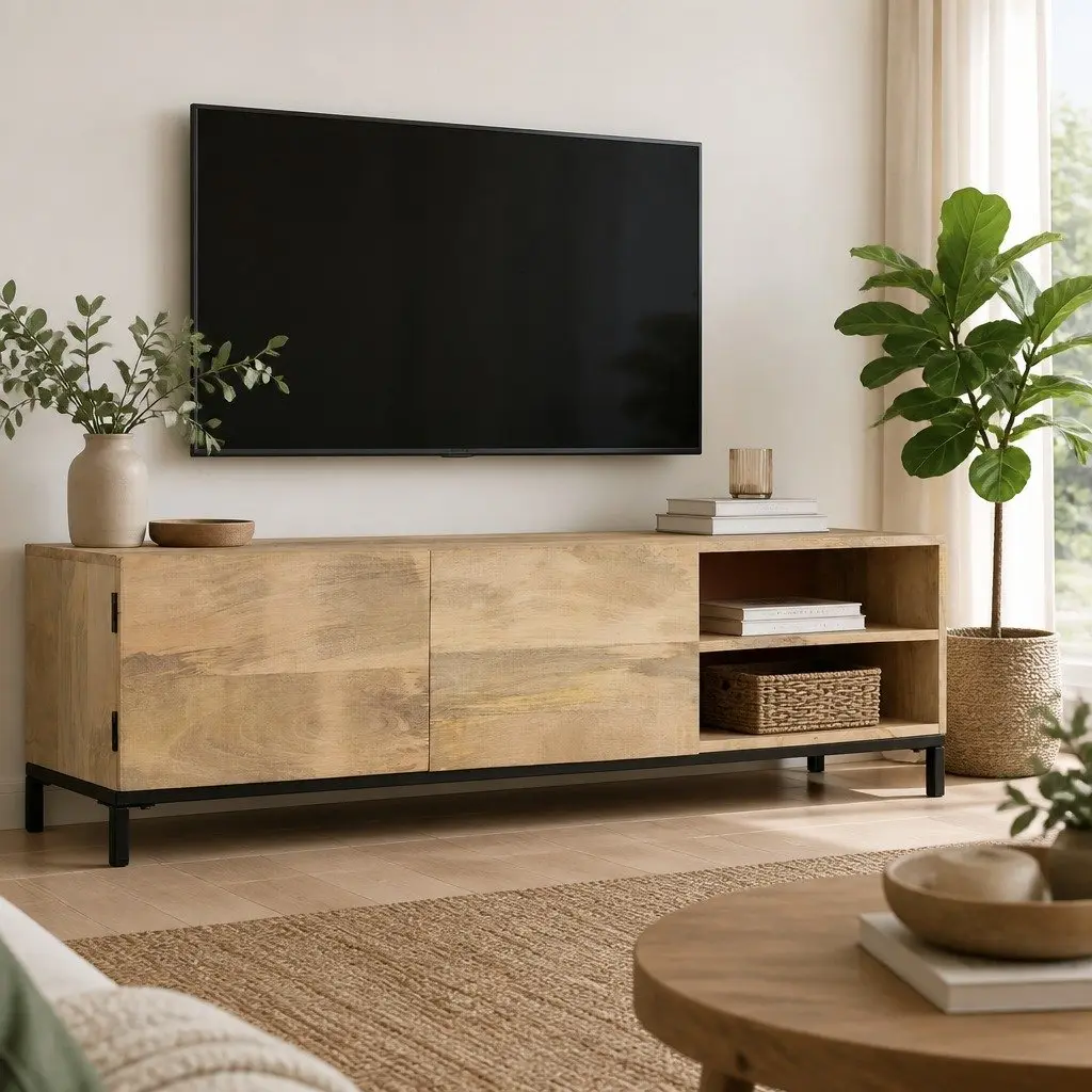 TV Cabinet Solid Mango Wood 145x30x41 cm Brown Antique Style