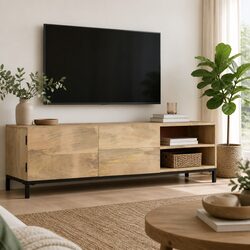 Solid Mango Wood TV Cabinet 145x30x41 cm Antique Style
