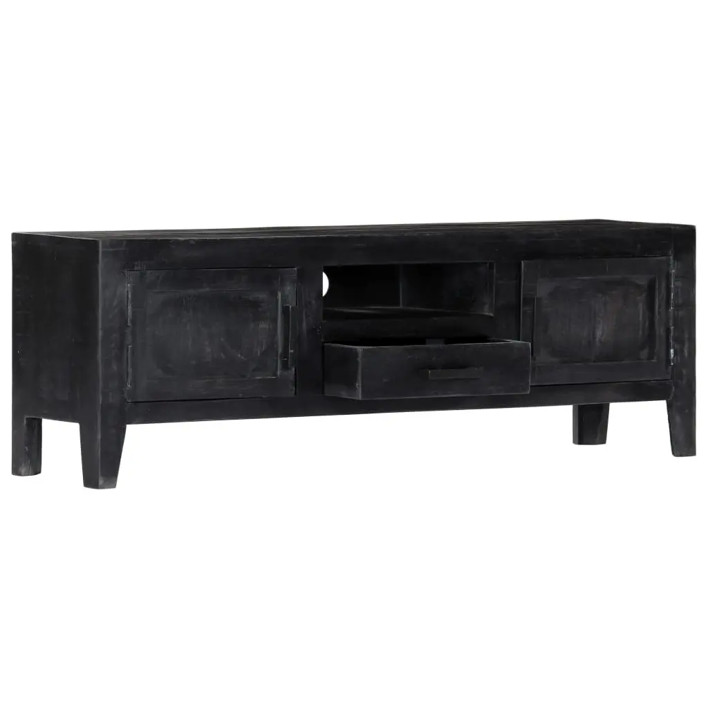 Black Solid Mango Wood TV Cabinet 118x30x40cm