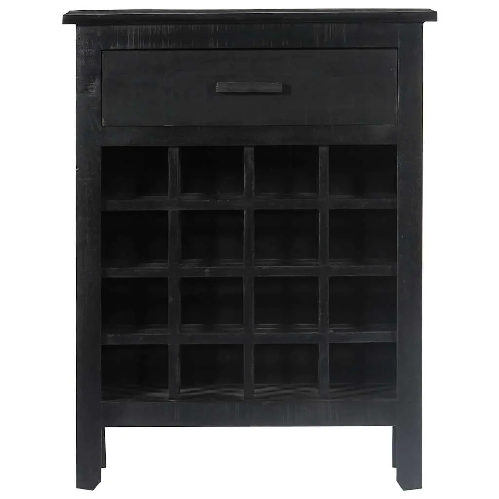 Wine Rack Solid Mango Wood Black 56x35x75cm