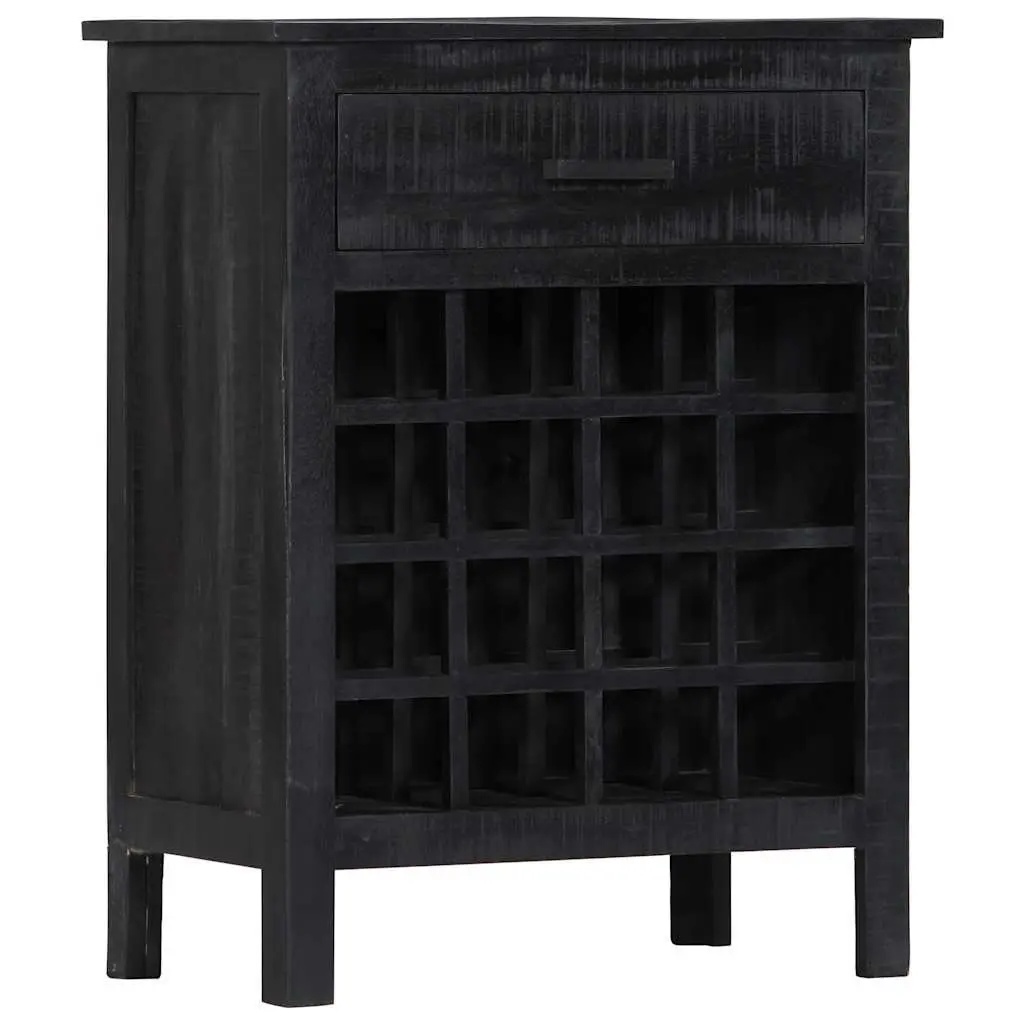 Wine Rack Solid Mango Wood Black 56x35x75cm