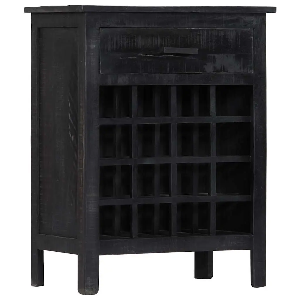 Wine Rack Solid Mango Wood Black 56x35x75cm