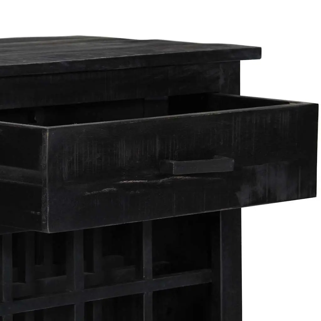 Wine Rack Solid Mango Wood Black 56x35x75cm