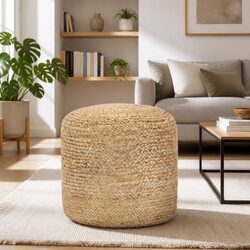 Quality Handmade Pouffe Footstool 40x45 cm Brown Jute