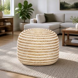 Braided Jute Pouffe Footstool for Cozy Relaxation
