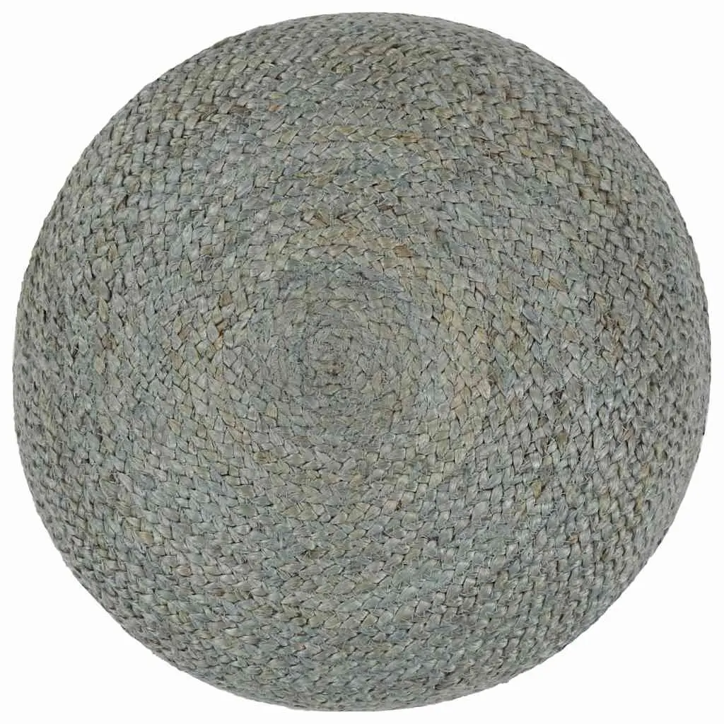 Braided Footrest Pouffe Olive Green Jute 45x30cm Handmade Stool