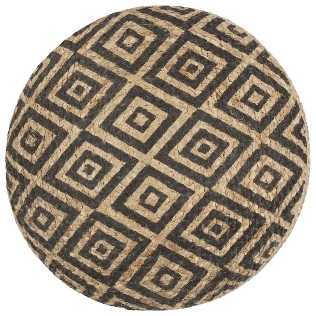 Black Braided Jute Handmade Pouffe Footstool