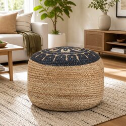 Braided Jute Pouffe Footstool - Handmade Ottoman