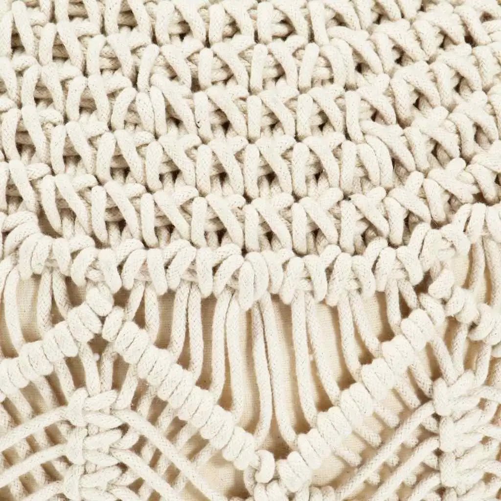 Macrame Pouffe Footstool Handmade Cotton Round Pouf Boho Seat Footrest 45x30cm