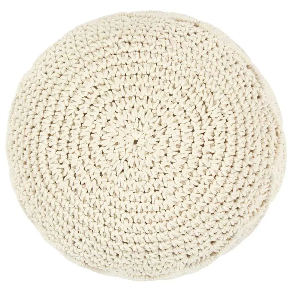 Macrame Pouffe Footstool Braided Cotton 45x30cm Beige