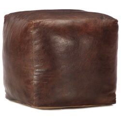 Square Pouffe Footstool 40x40 cm in Goat Leather