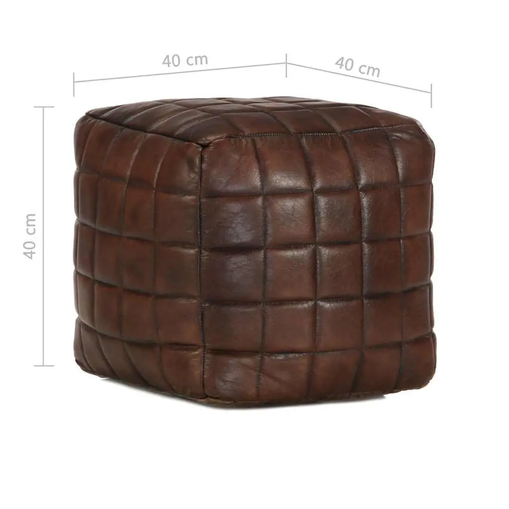 Pouffe Footstool Ottoman Goat Leather 40 x 40 x 40 cm Brown