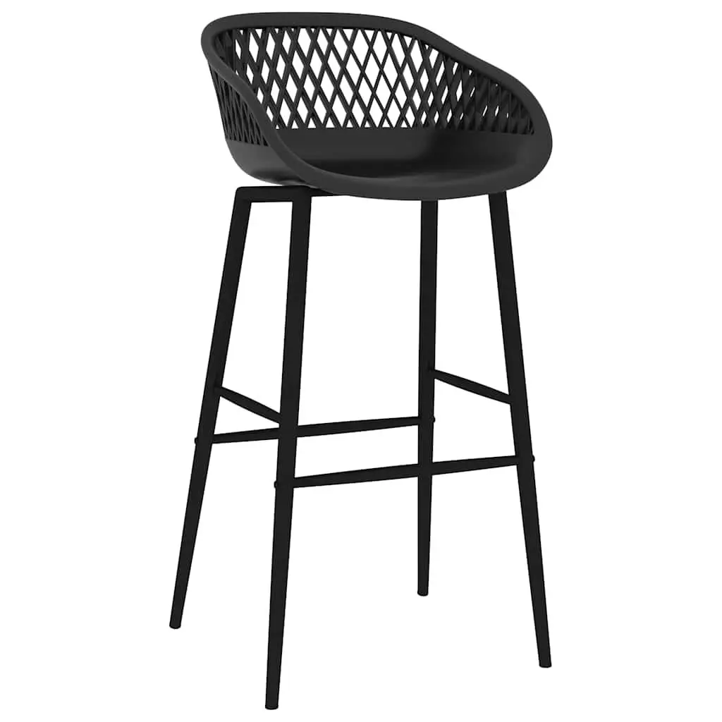 Bar Stools PP Metal 4 Piece Black