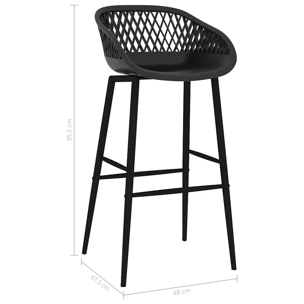 Bar Stools PP Metal 4 Piece Black