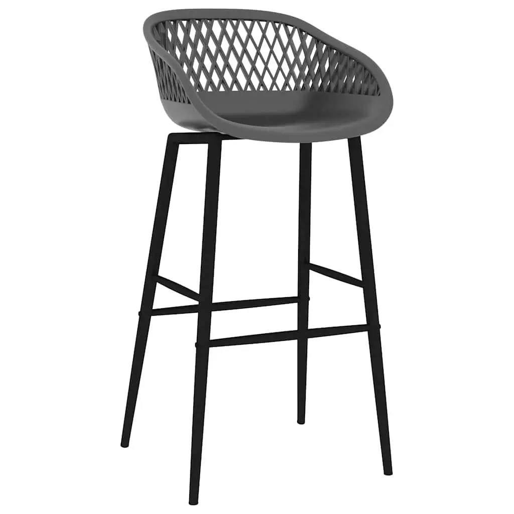 Set of 4 Grey Mesh Bar Stools with Backrest