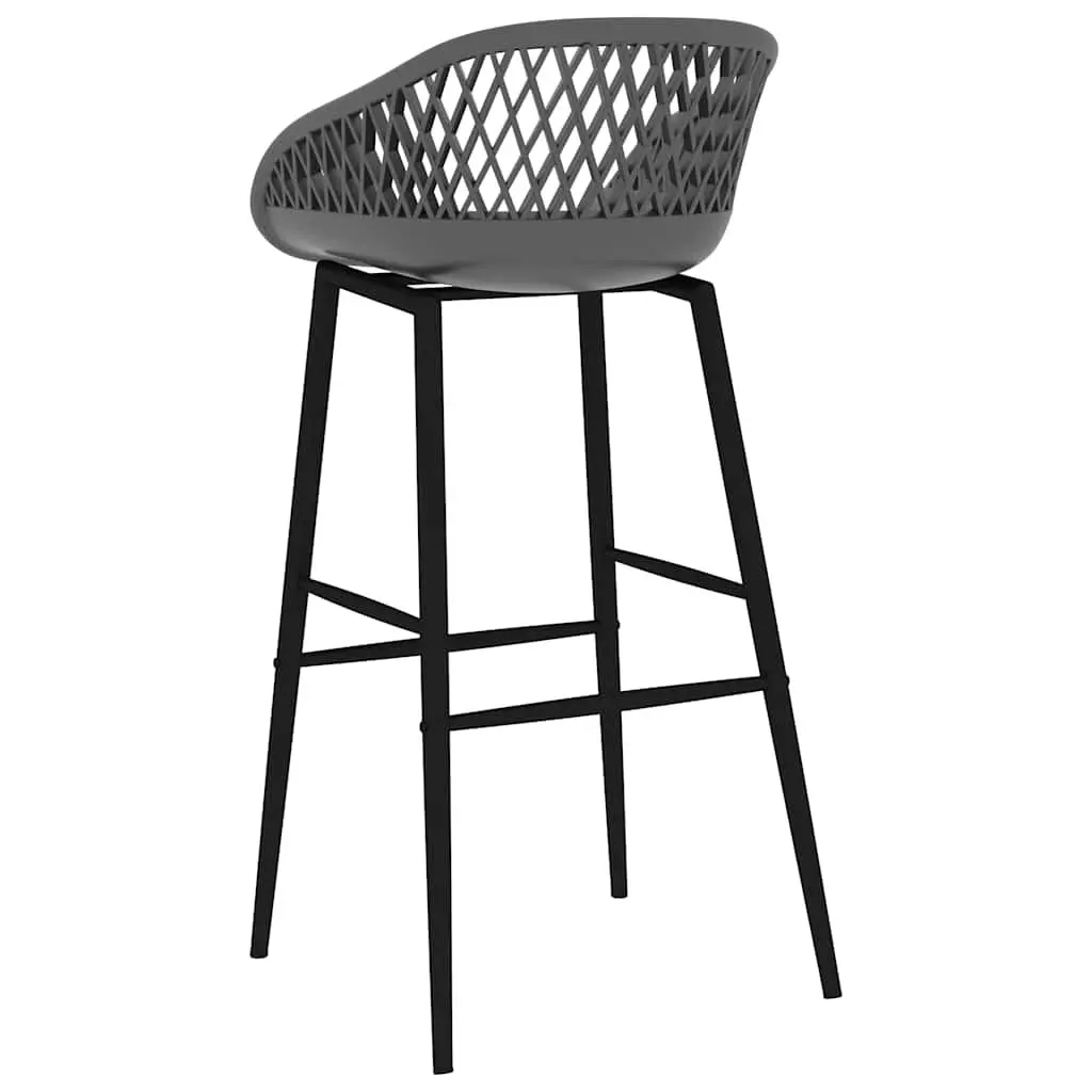 Set of 4 Grey Mesh Bar Stools with Backrest