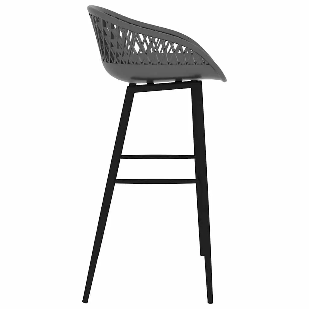 Set of 4 Grey Mesh Bar Stools with Backrest