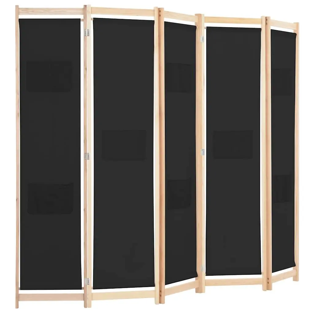 5-Panel Wooden Frame Fabric Screen Room Divider