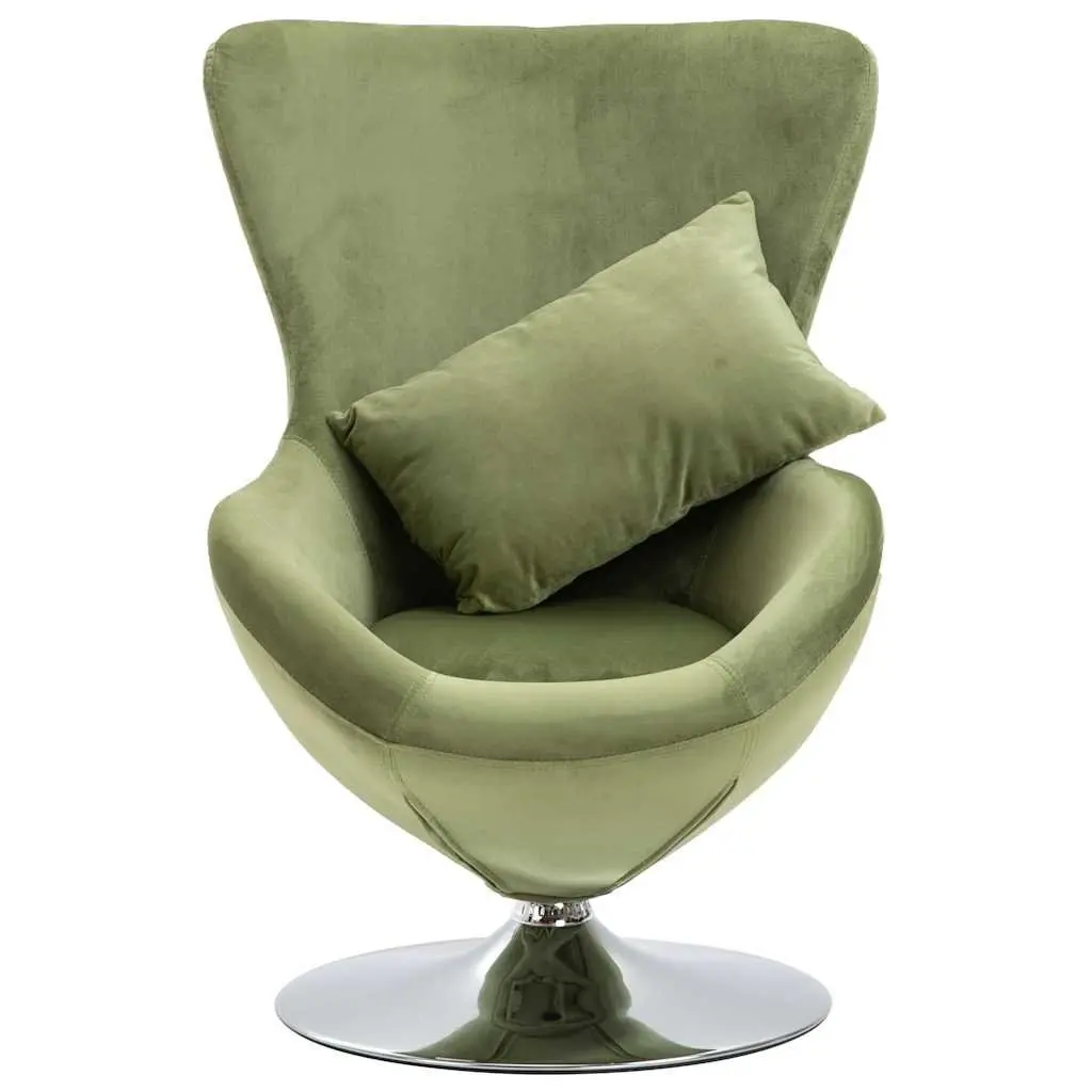 Swivel Egg Chair Velvet Green Ergonomic 360 Degree