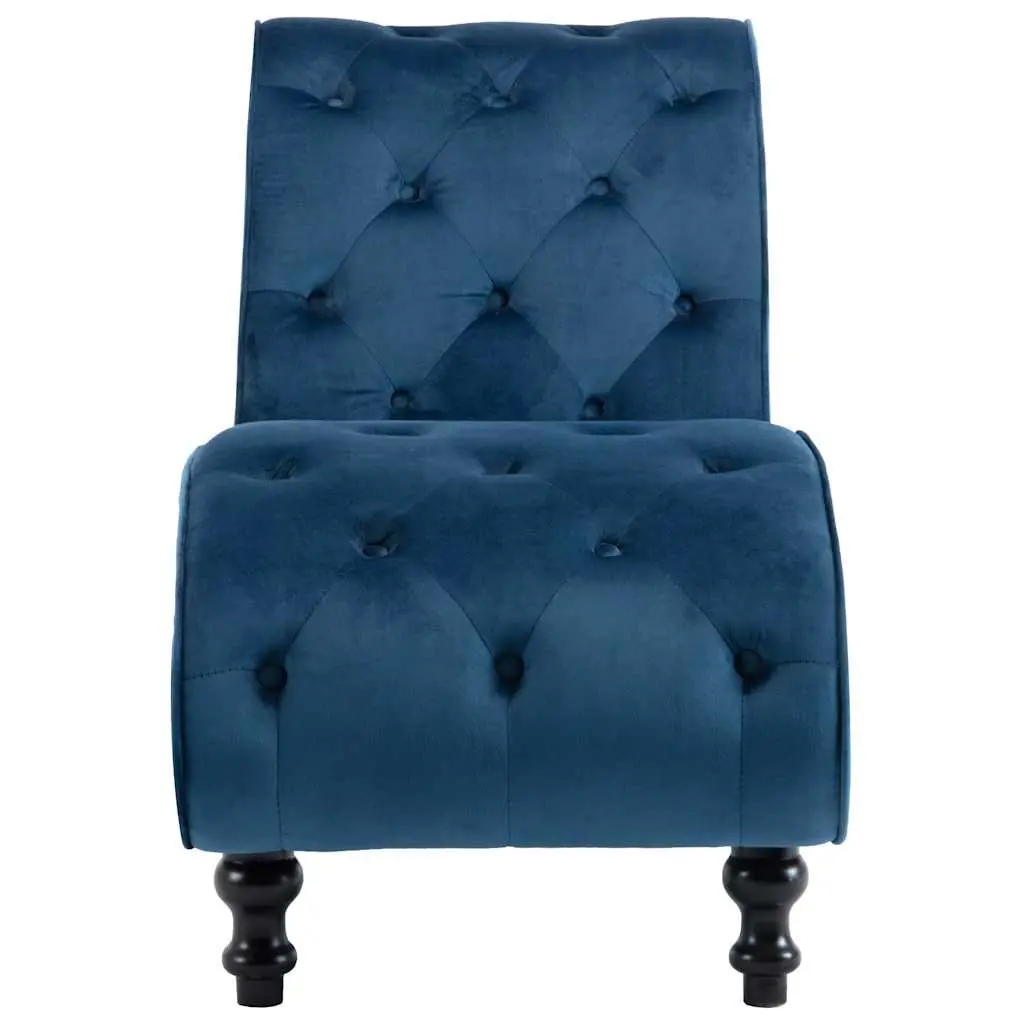 Chaise Lounge Velvet Blue Ergonomic Tufted Accent Chair