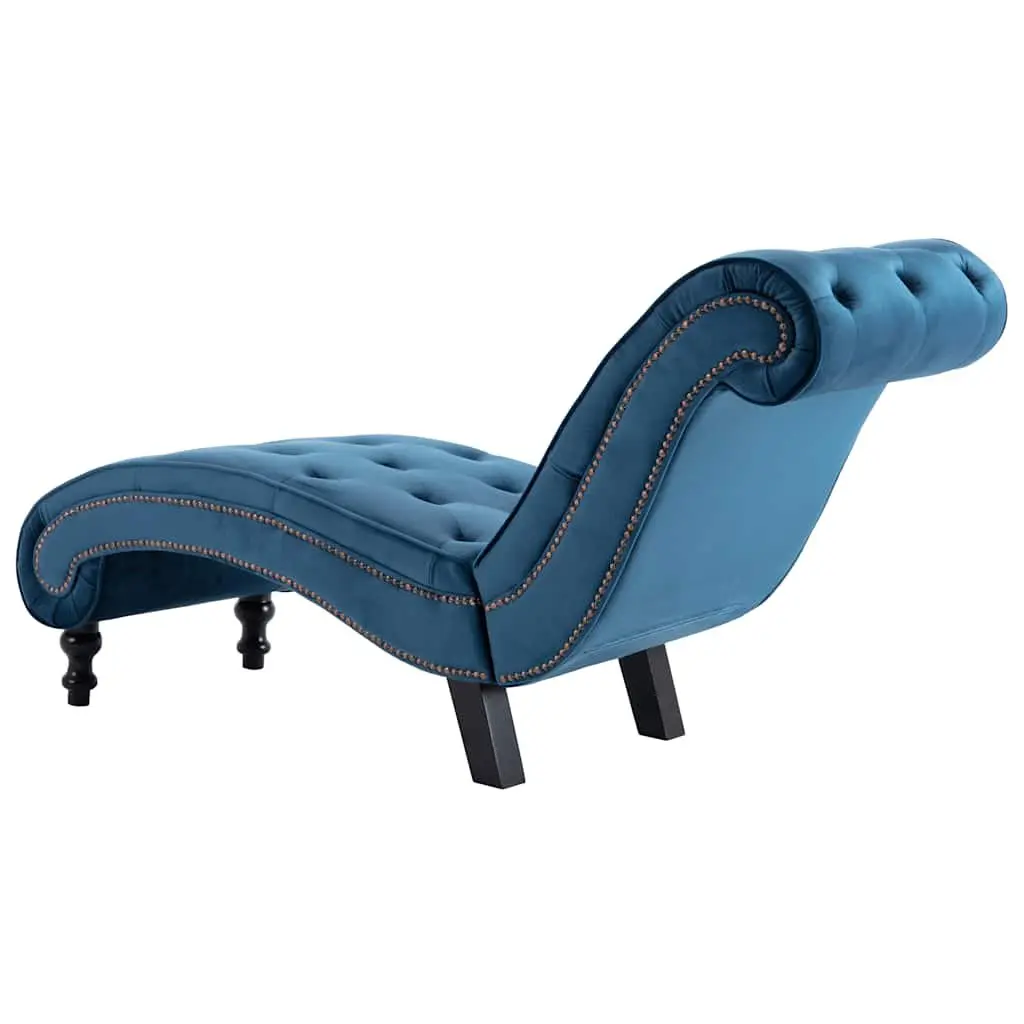Chaise Lounge Velvet Blue Ergonomic Tufted Accent Chair
