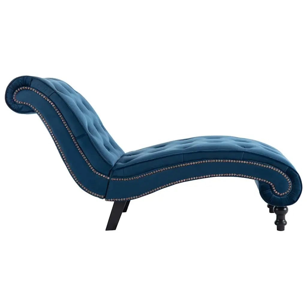 Chaise Lounge Velvet Blue Ergonomic Tufted Accent Chair