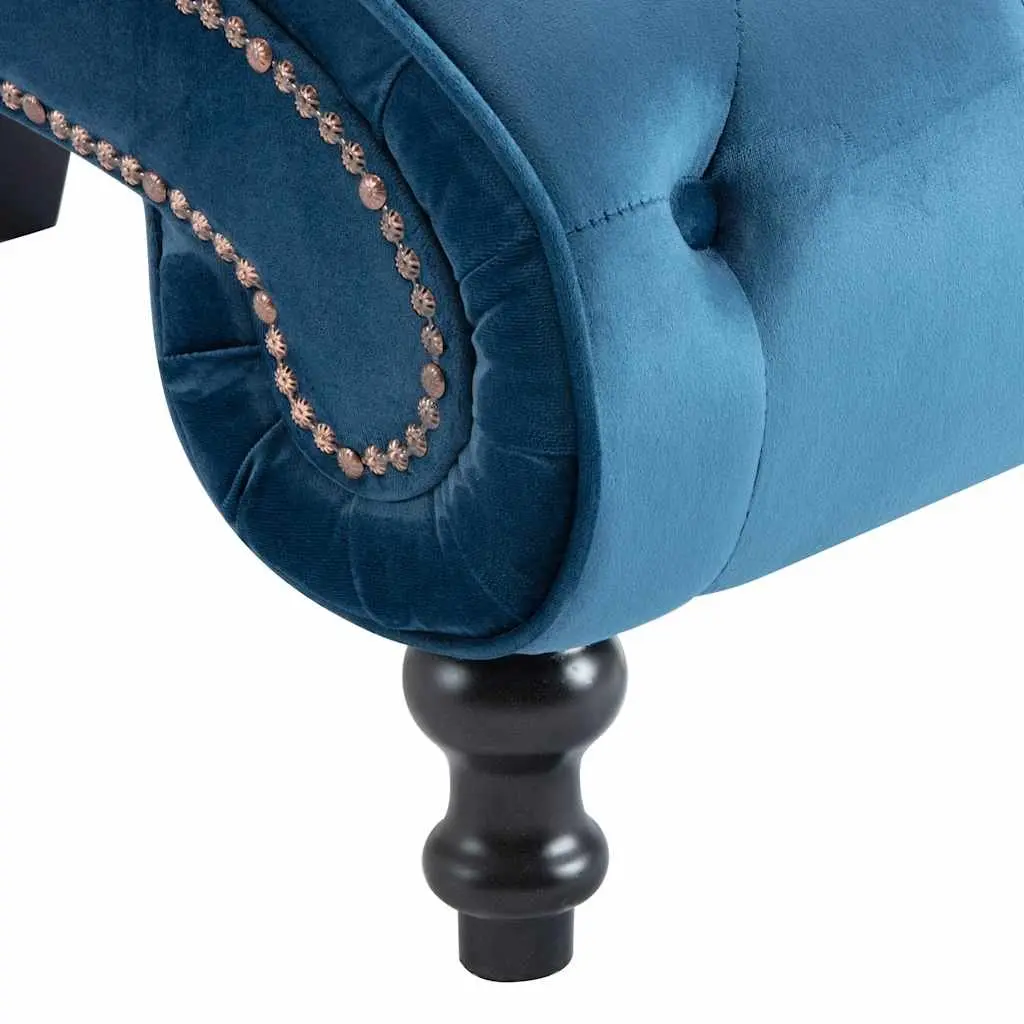 Chaise Lounge Velvet Blue Ergonomic Tufted Accent Chair