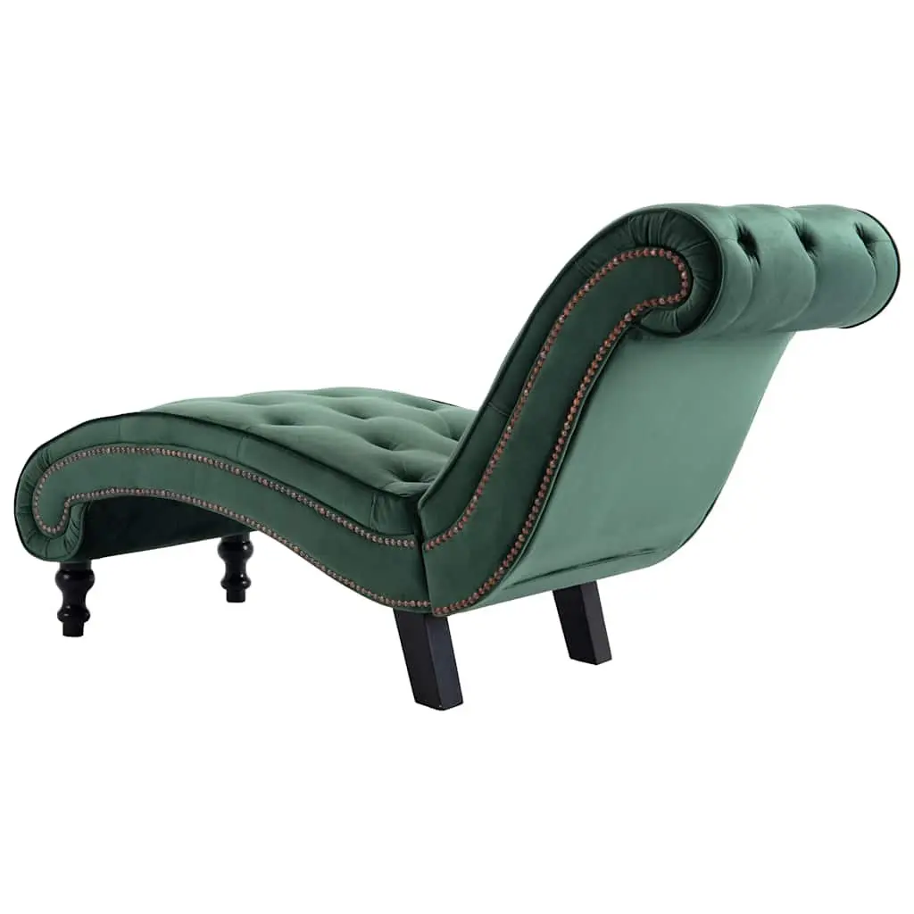 Green Velvet Chaise Lounge with Button Tufting