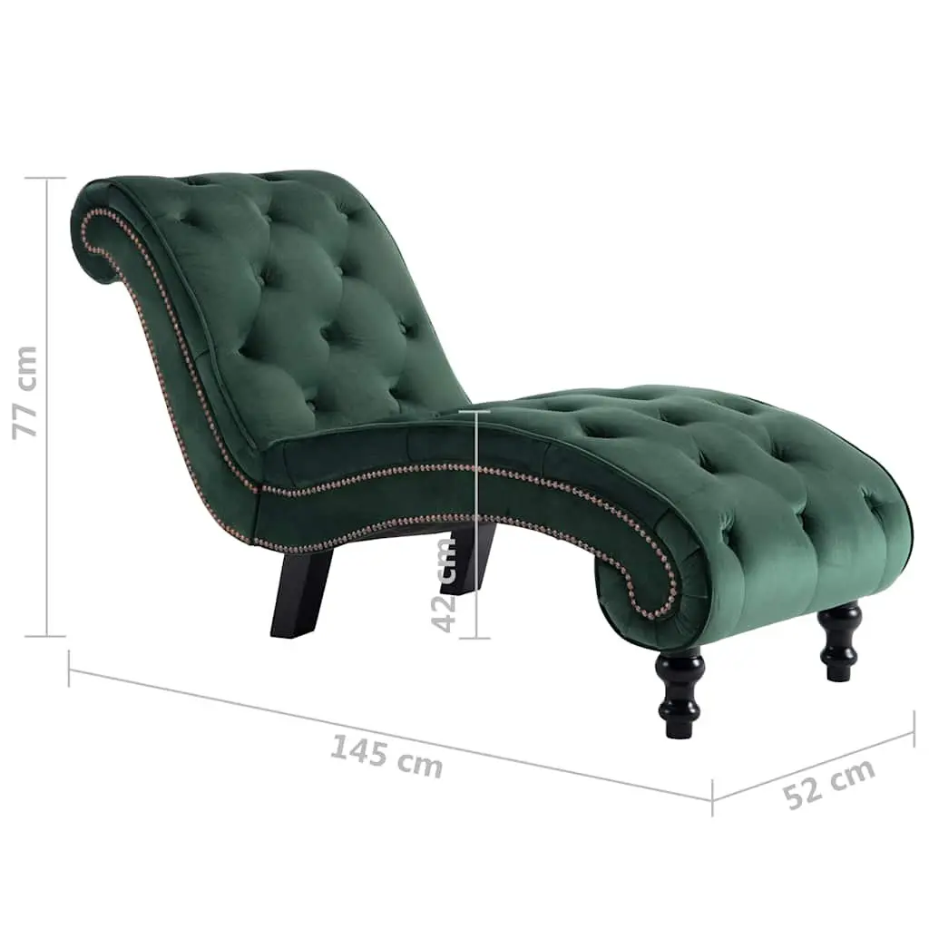 Green Velvet Chaise Lounge with Button Tufting