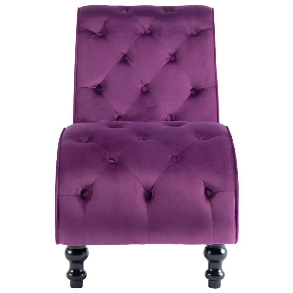 Purple Velvet Chaise Lounge with Ergonomic Support