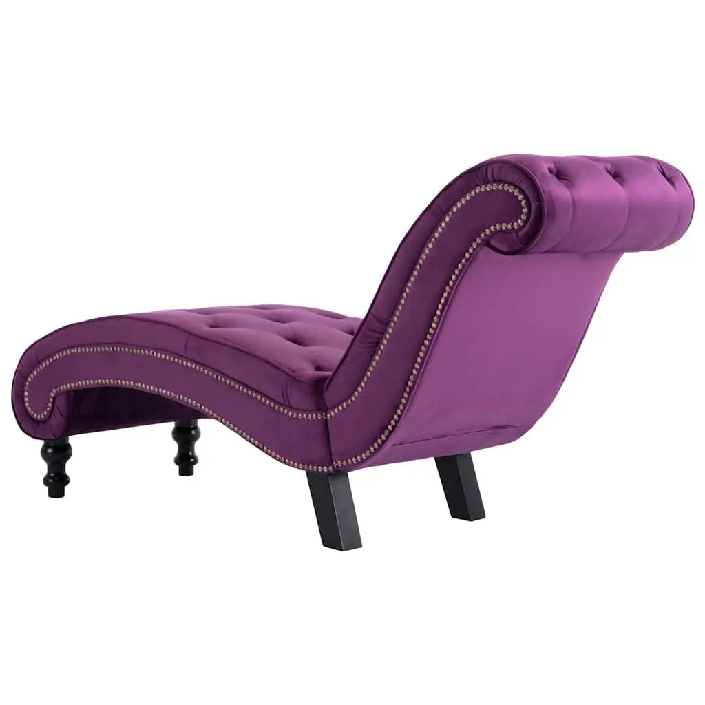 Purple Velvet Chaise Lounge with Ergonomic Support
