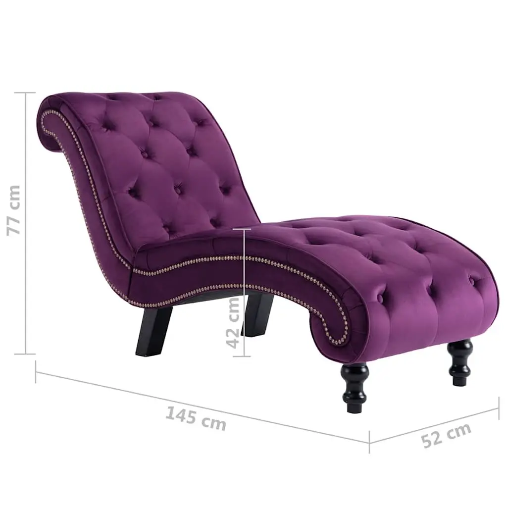 Purple Velvet Chaise Lounge with Ergonomic Support