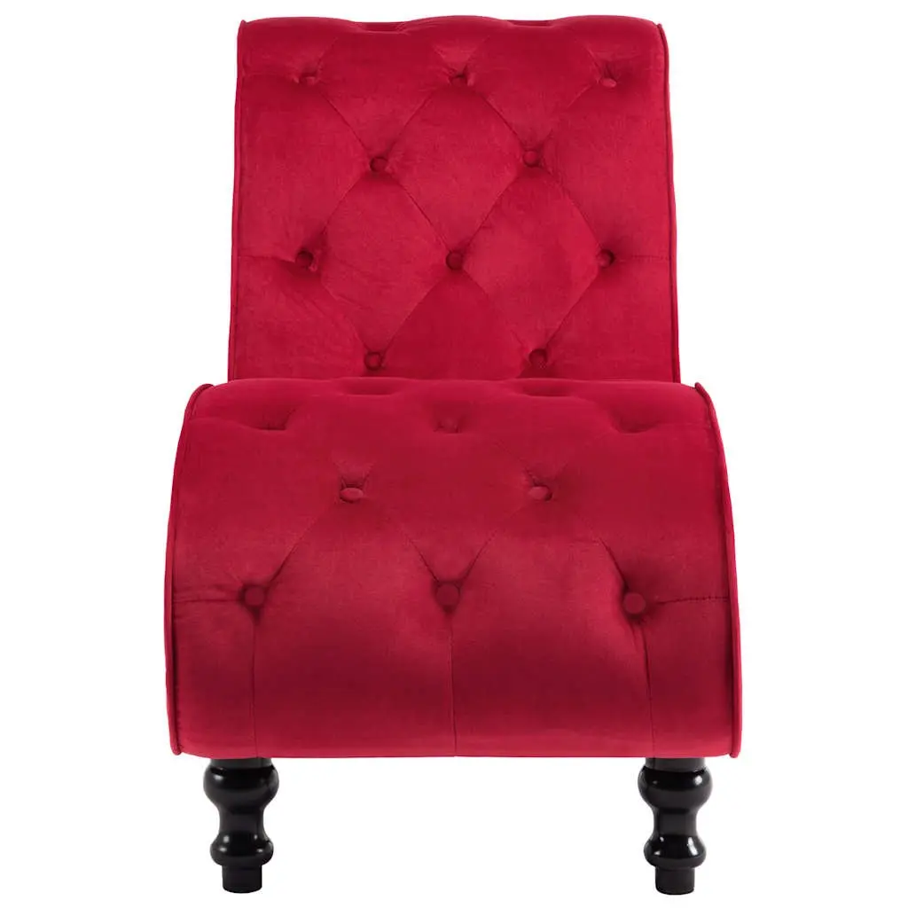 Red Velvet Accent Chair with Button Tufting
