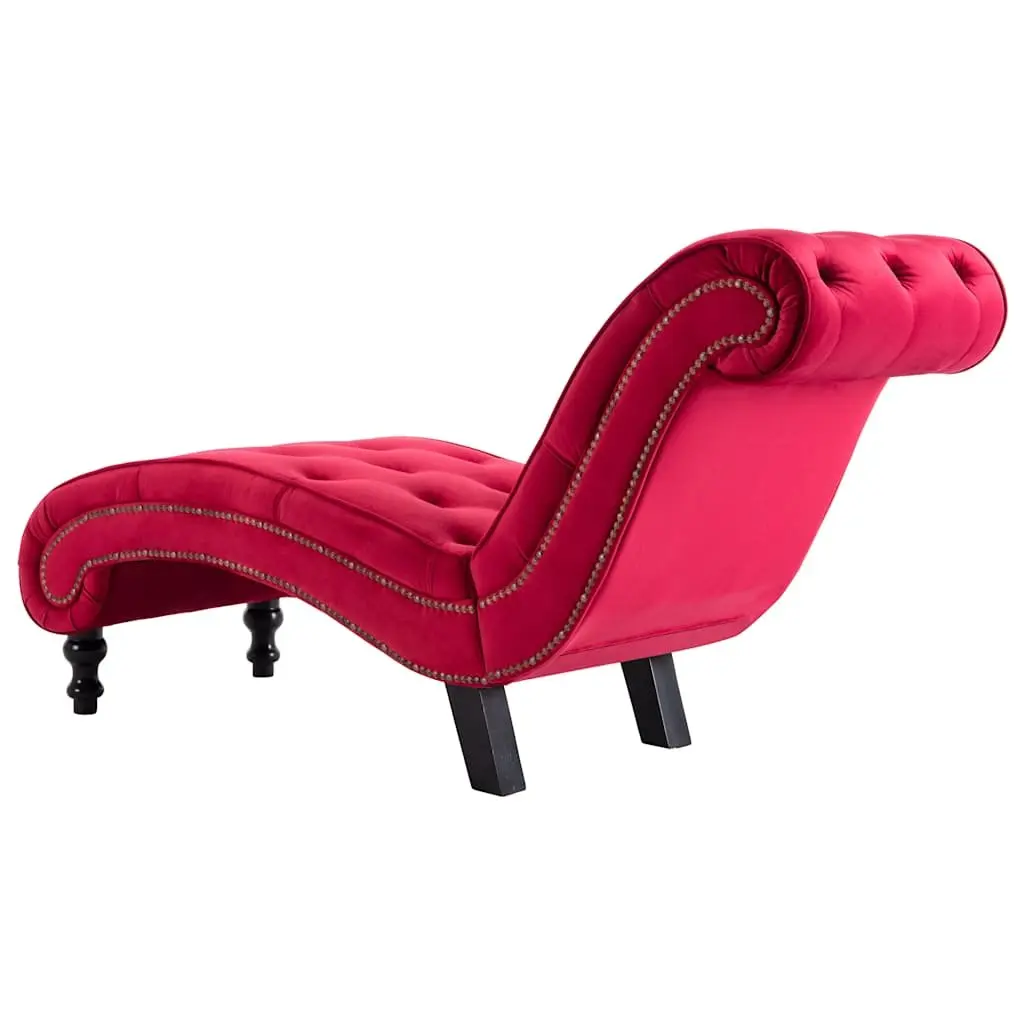 Red Velvet Accent Chair with Button Tufting