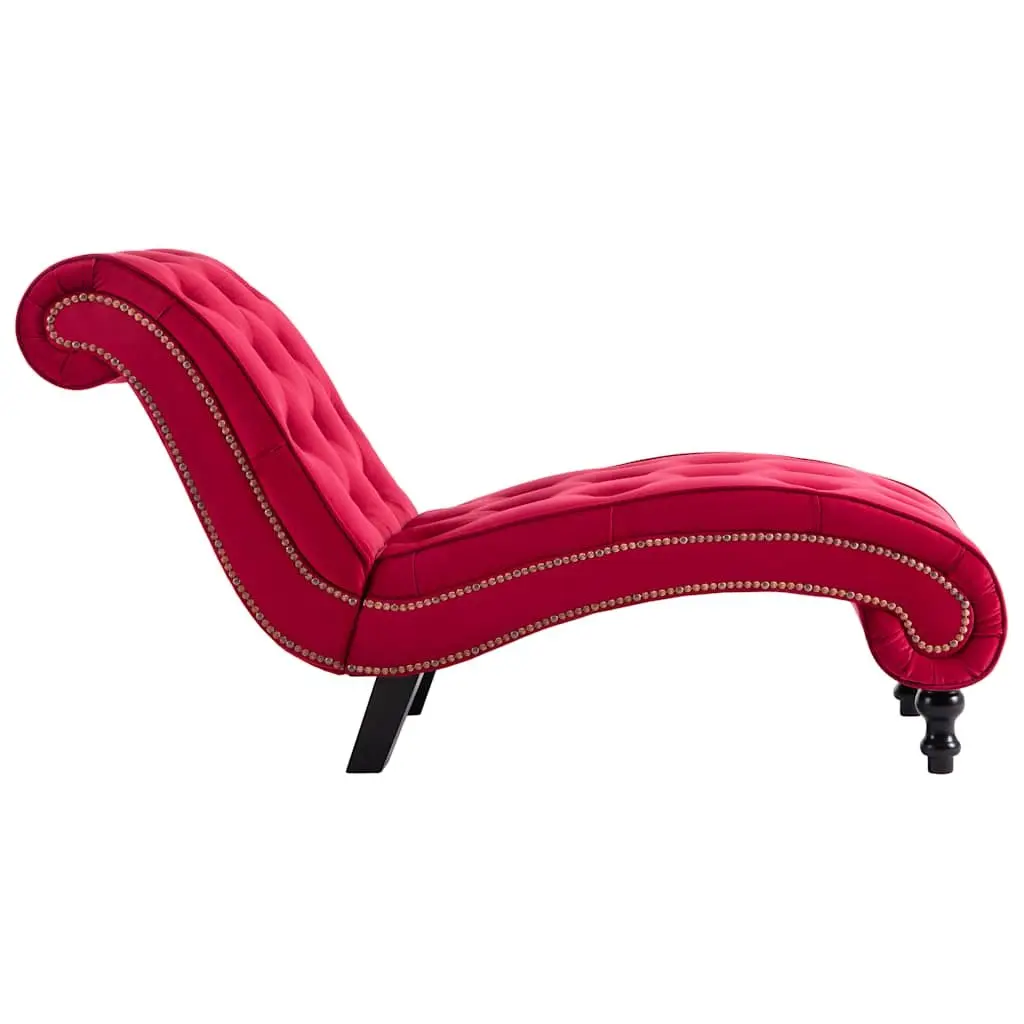 Red Velvet Accent Chair with Button Tufting