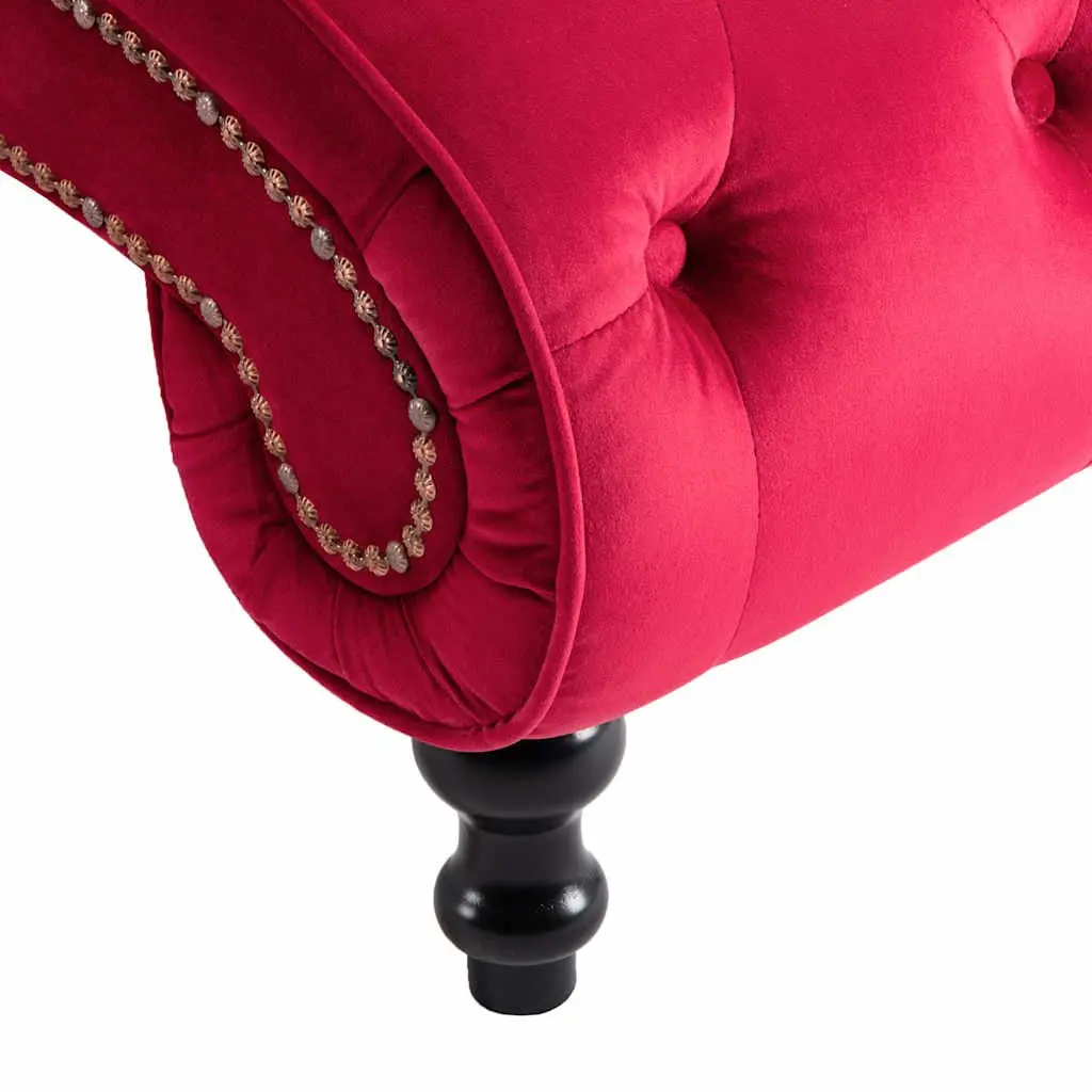 Red Velvet Accent Chair with Button Tufting