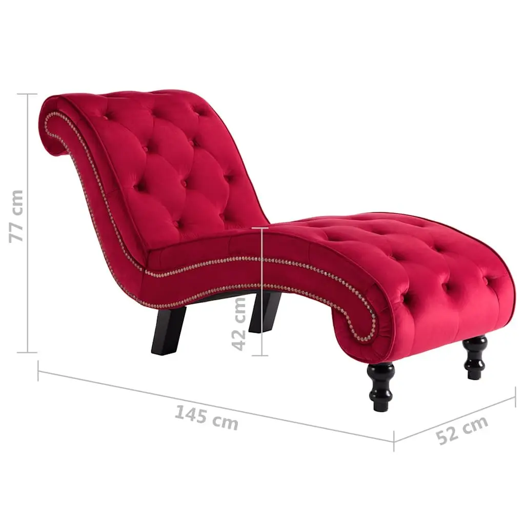 Red Velvet Accent Chair with Button Tufting