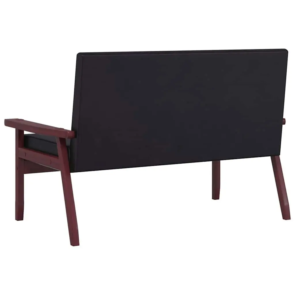 2-Seater Sofa Faux Leather Black Retro Furniture