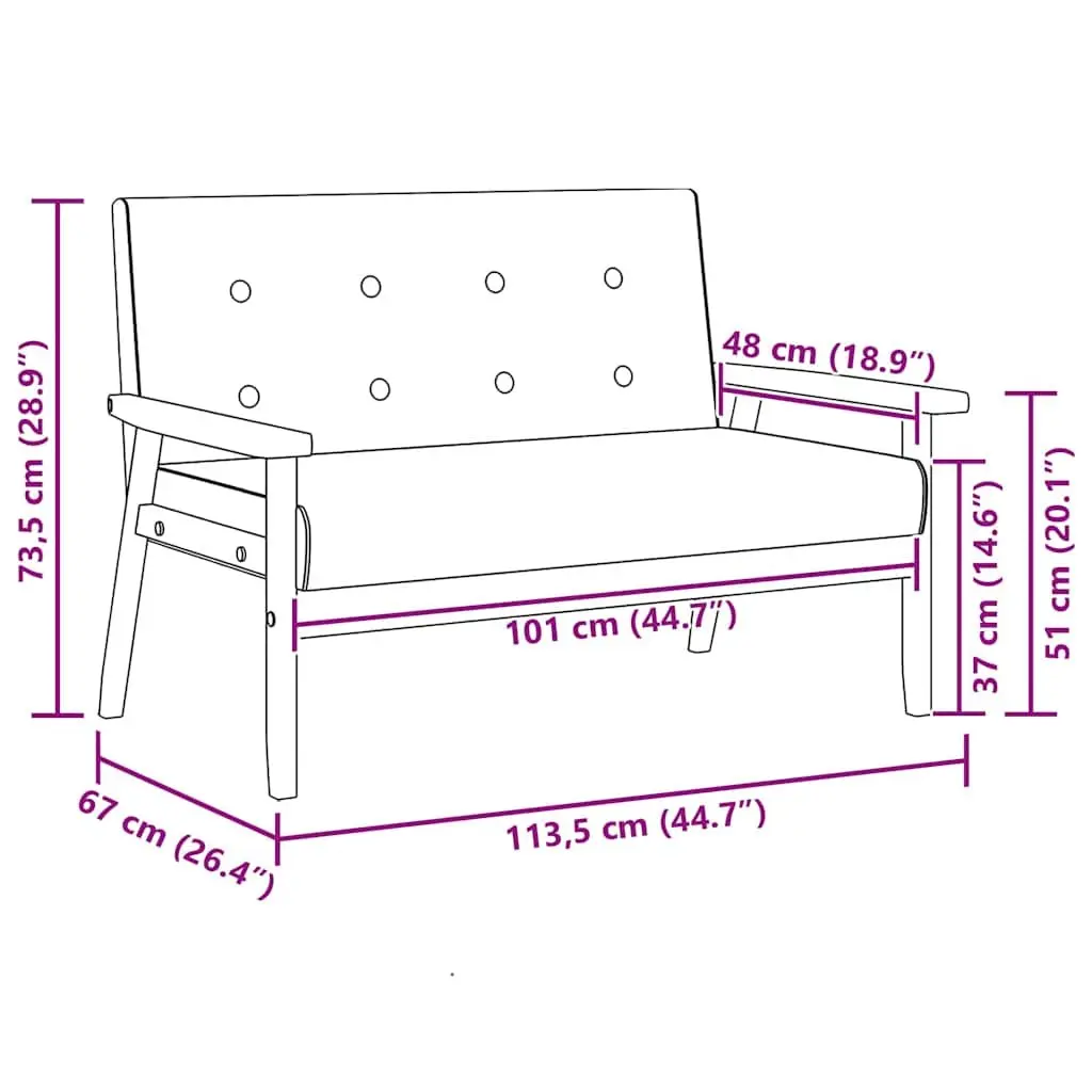 2-Seater Sofa Faux Leather Black Retro Furniture
