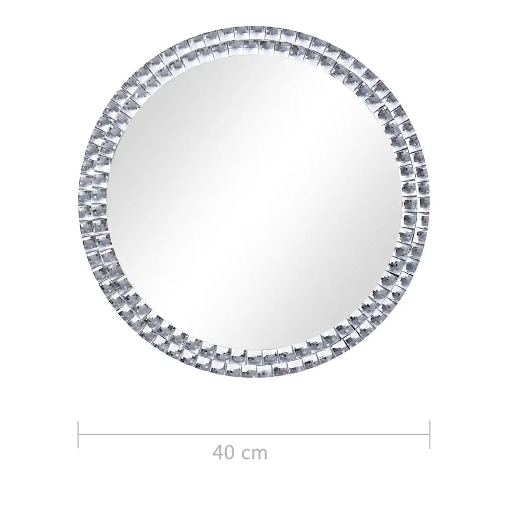 Round Wall Mirror Tempered Glass 40cm Silver