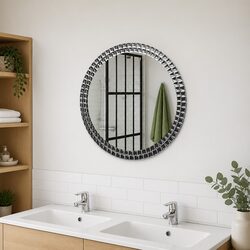 60cm Round Wall Mirror with Tempered Glass Silver Finish
