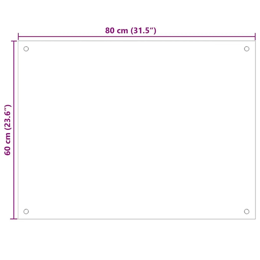Kitchen Splashback Tempered Glass 80x60cm Transparent