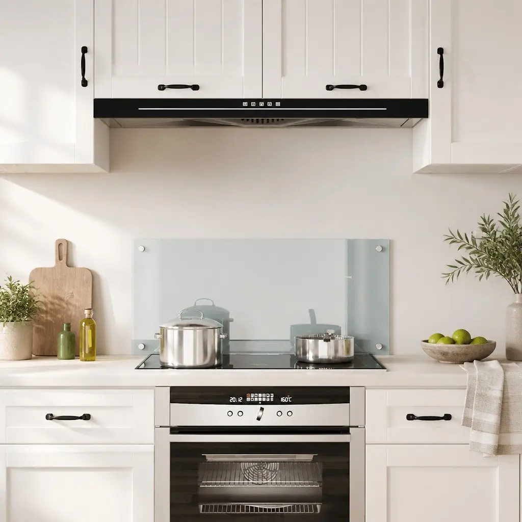 Tempered Glass Kitchen Backsplash Heat Resistant 90x40cm