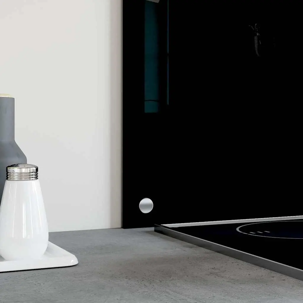 Tempered Glass Black Kitchen Backsplash 90x50 cm