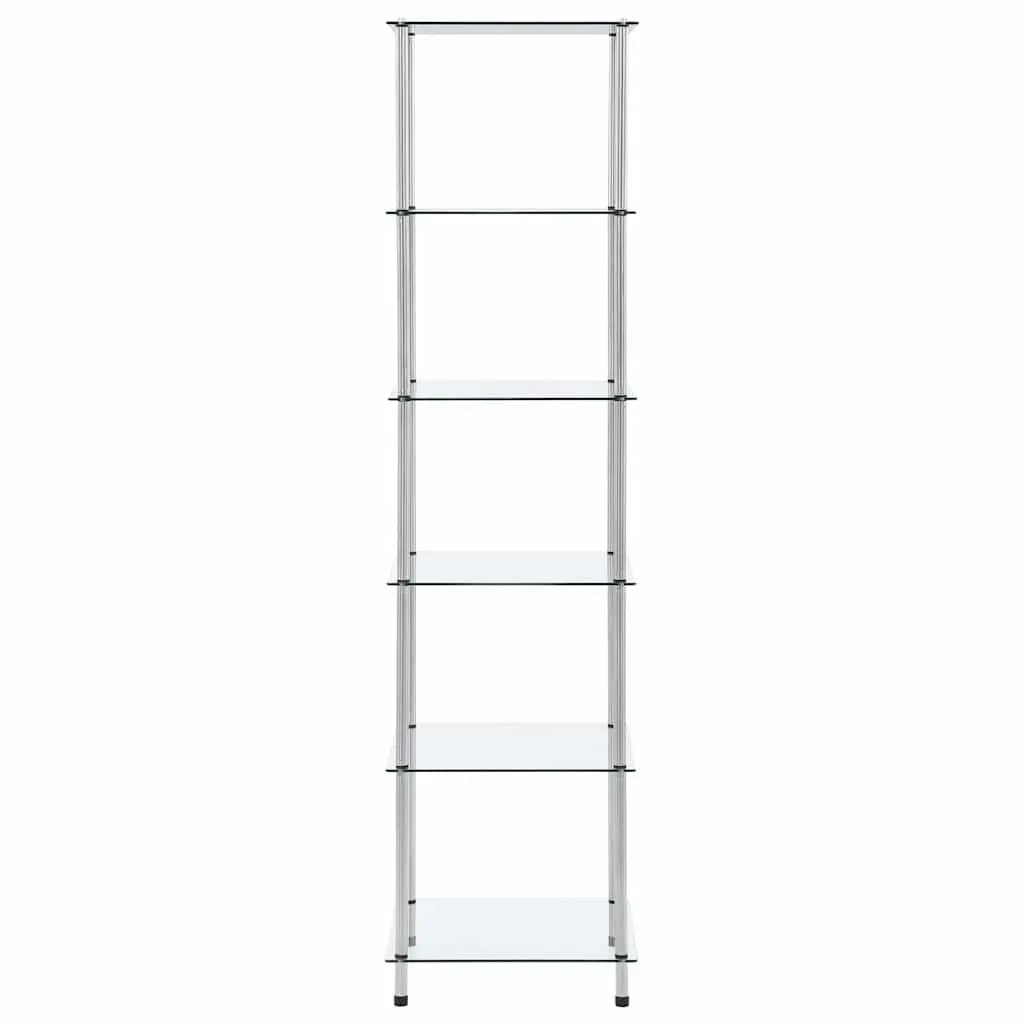 6-Tier Shelf Unit Tempered Glass 40x40x160cm Transparent