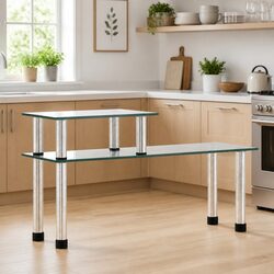 2-Tier Kitchen Shelf with Durable Tempered Glass