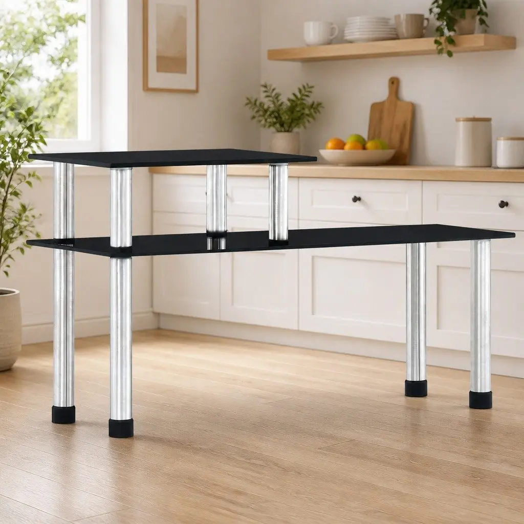 2-Tier Kitchen Shelf with Tempered Glass