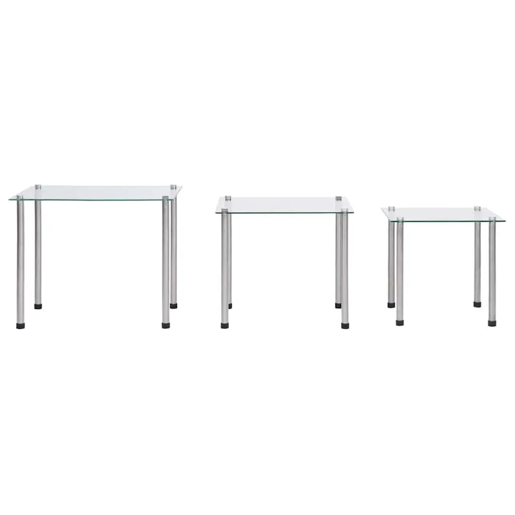 Set of 3 Modern Nesting Tables with Stainless Steel Legs
